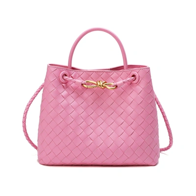 Tiffany & Fred Paris Woven Leather Top-handle/ Shoulder Bag In Pink