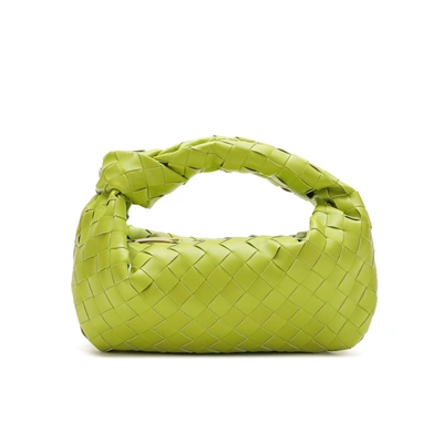 Tiffany & Fred Paris Woven Sheepskin Knot Bag Pouch In Green