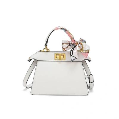 Tiffany & Fred Paris Small Satchel/shoulder Nappa Leather Bag In White