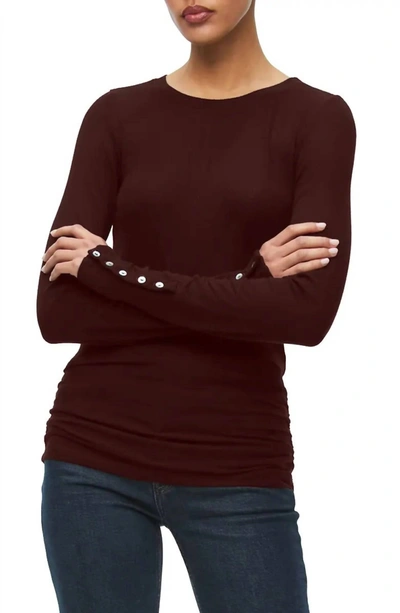 Michael Stars Gill Button Sleeve Top In Auburn In Brown