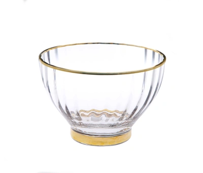 Classic Touch Decor Textured Salad Bowl With Gold Rim And Base