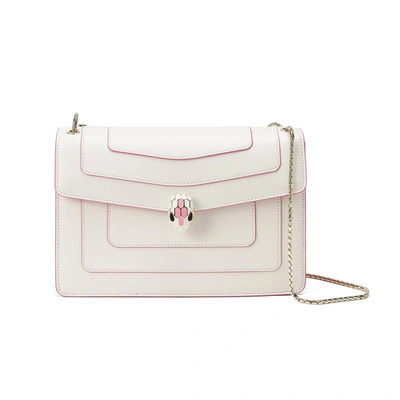 Tiffany & Fred Paris Tiffany & Fred Smooth Leather Foldover Crossbody/shoulder Bag In White