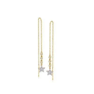 Rs Pure By Ross-simons Diamond Star Threader Earrings In 14kt Yellow Gold
