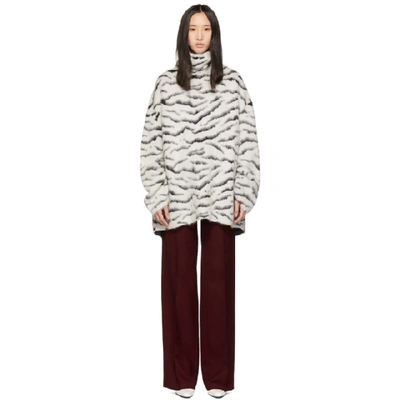 Givenchy Zebra Stripe Mohair Blend Turtleneck Sweater In Black/white