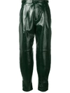Givenchy High-waist Snap-cuff Lamb Leather Trousers In Green