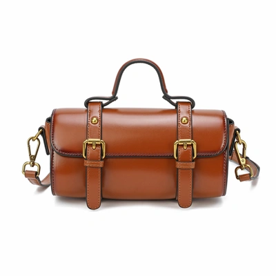 Tiffany & Fred Paris Tiffany & Fred Smooth Leather Barrel Shape Crossbow Bag In Brown