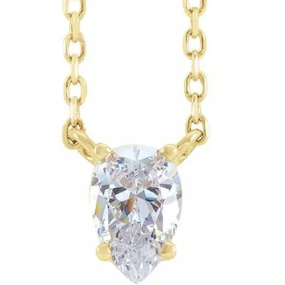 Pompeii3 1ct Pear Shape Diamond Solitaire Floating Pendant Yellow Gold Necklace Lab Grown In Multi
