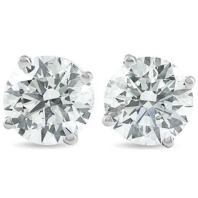 Pompeii3 2 Carat Round Lab Grown Diamond Studs 14k White Gold With Screw Backs In Multi