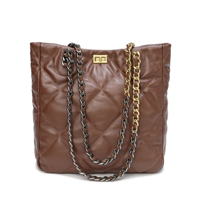 Tiffany & Fred Paris Tiffany & Fred Quilted Sheepskin Leather Tote/ Shoulder Bag In Brown