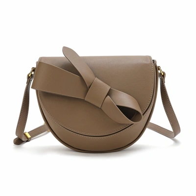 Tiffany & Fred Paris Tiffany & Fred Front Bow Smooth Leather Shoulder Bag In Beige