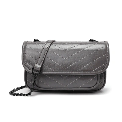 Tiffany & Fred Paris Tiffany & Fred Quilted Cracked Leather Crossbody Bag In Grey