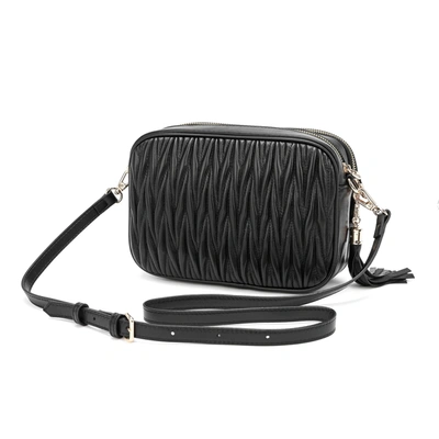 Tiffany & Fred Paris Tiffany & Fred Pleated Lambskin Leather Messenger/shoulder Bag In Black