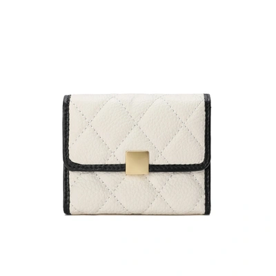 Tiffany & Fred Paris Tiffany & Fred Two Tone Full-grain Quilted Wallet In White