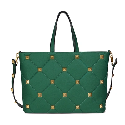Tiffany & Fred Paris Tiffany & Fred Full Grain Quilted & Studded Large In Green