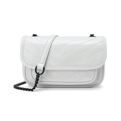 Tiffany & Fred Paris Tiffany & Fred Quilted Cracked Leather Crossbody Bag In White
