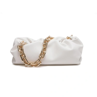 Tiffany & Fred Paris Tiffany & Fred Quilted Sheepskin Leather Large Pouch/shoulder Bag In White