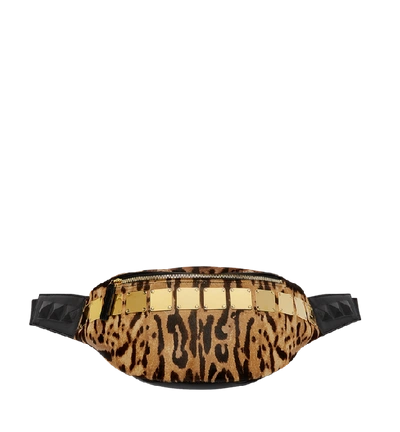 Mcm Stark Logo Plate Belt Bag In Leopard Haircalf In Co