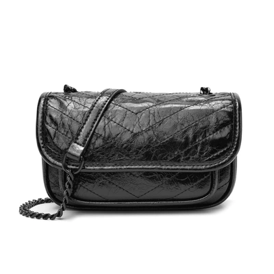 Tiffany & Fred Paris Tiffany & Fred Quilted Cracked Leather Crossbody Bag In Black