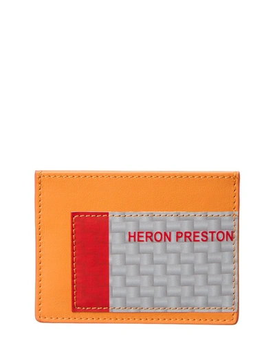 Heron Preston Hp Tape Leather Card Case In Orange