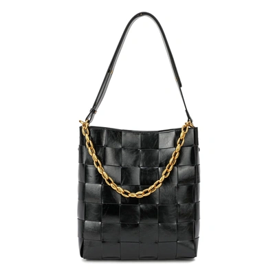 Tiffany & Fred Paris Tiffany & Fred Smooth Woven Leather Shoulder Bag In Black