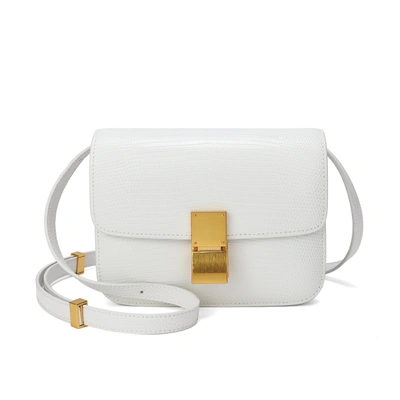 Tiffany & Fred Paris Tiffany & Fred Lizard Embossed Leather Crossbody/shoulder Bag In White