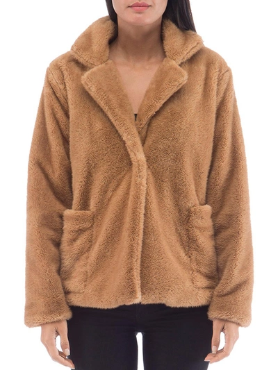 B Collection By Bobeau Twiggy Womens Lightweight Warm Faux Fur Coat In Brown