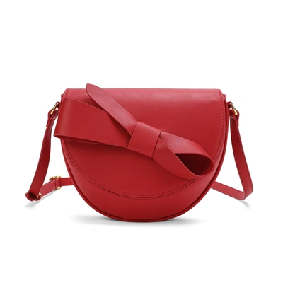 Tiffany & Fred Paris Tiffany & Fred Front Bow Smooth Leather Shoulder Bag In Red