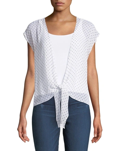 Bailey44 Happy Together Dot-print Tie-front Top In White
