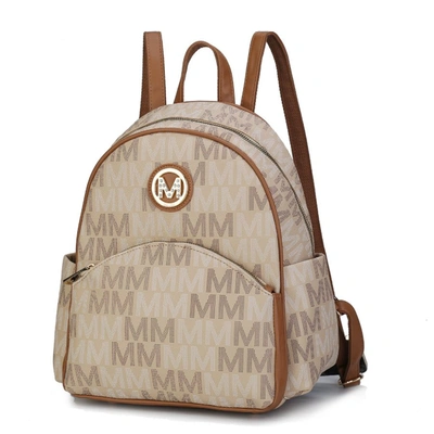 Mkf Collection By Mia K Palmer Vegan Leather Signature Logo-print Women's Backpack In Beige