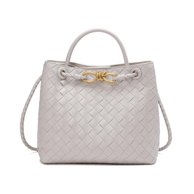 Tiffany & Fred Paris Woven Leather Top-handle/ Shoulder Bag In White