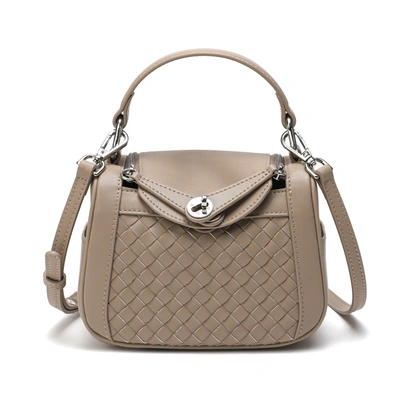 Tiffany & Fred Paris Woven Leather Crossbody/ Shoulder Bag In Beige