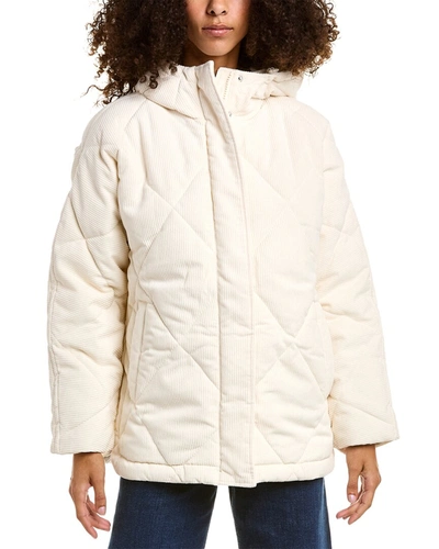 Madewell Diamond Quilt Hooded Puffer Jacket In Beige