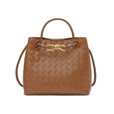 Tiffany & Fred Paris Woven Leather Top-handle/ Shoulder Bag In Brown