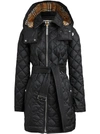 Burberry Detachable Hood Lightweight Diamond Quilted Coat In Black