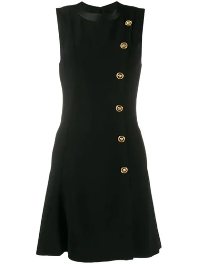 Versace Side Button Short Dress In Black