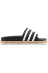 Adidas Originals Adilette Bold Rope-trimmed Striped Rubber Slides In Black