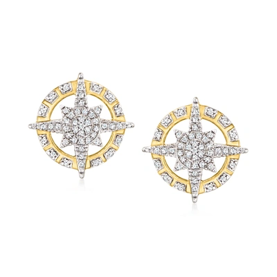 Ross-simons Diamond North Star Earrings In 14kt Yellow Gold In White