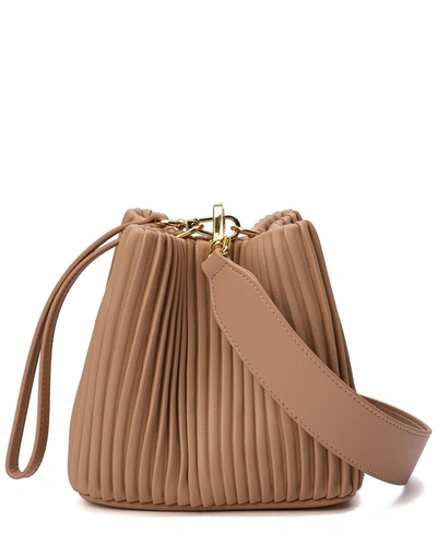 Tiffany & Fred Pleated Leather Shoulder Bag In Beige
