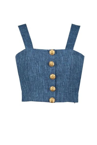 Bishop + Young Women's Parker Tweed Top In Azul In Multi