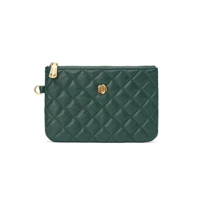 Tiffany & Fred Paris Tiffany & Fred Quilted Sheepskin Leather Pouch/wallet In Green