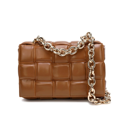 Tiffany & Fred Paris Full-grain Woven Lambskin Leather Shoulder Bag In Brown