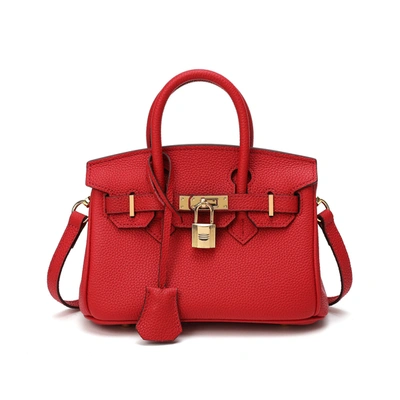 Tiffany & Fred Full-grain Leather Mini Satchel/ Shoulder Bag In Red