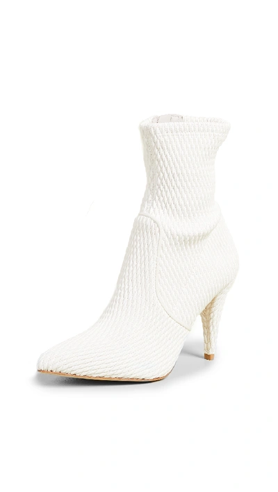 Alice And Olivia Hedde Stretch Pleather Booties In White