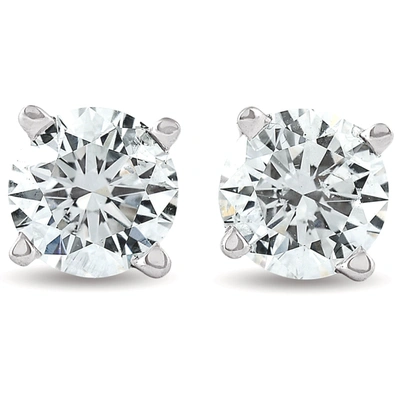 Pompeii3 3/4 Ct Diamond Screw Back Studs 14k White Gold Lab Grown Eco Friendly In Silver