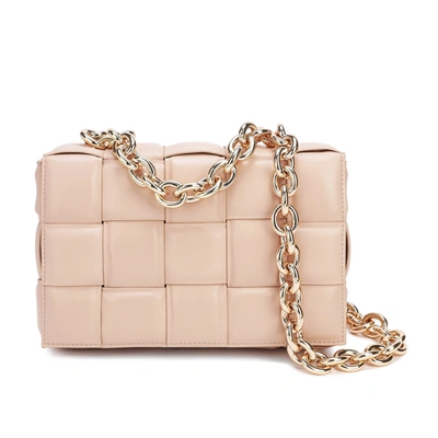 Tiffany & Fred Paris Full-grain Woven Lambskin Leather Shoulder Bag In Beige