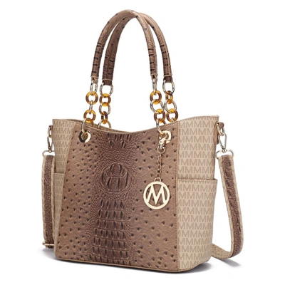 Mkf Collection By Mia K Miriam Signature Vegan Leather Tote Handbag In Beige
