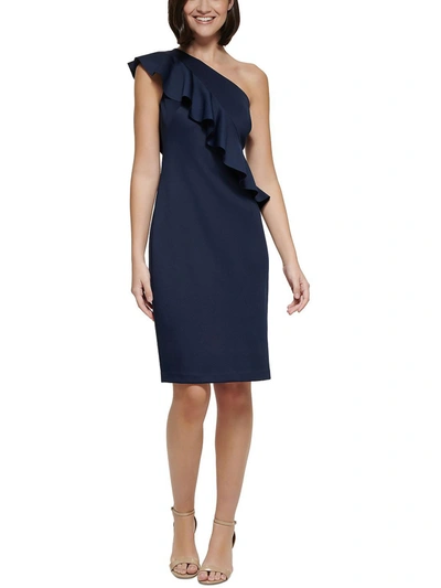 Jessica Howard Womens Ruffled Midi Cocktail And Party Dress In Blue