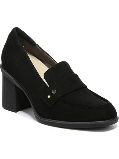 Dr. Scholl's Shoes Rumors Womens Faux Suede Slip On Loafer Heels In Black