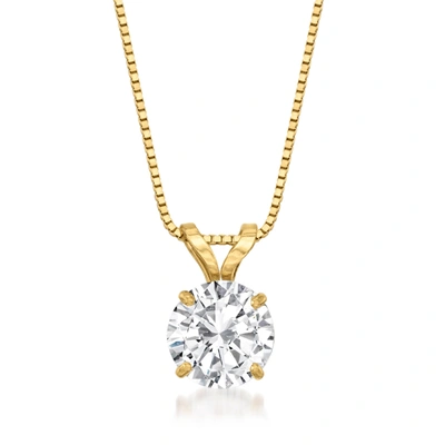 Ross-simons Cz Solitaire Necklace In 14kt Yellow Gold
