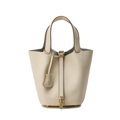 Tiffany & Fred Paris Tiffany & Fred Full-grain Leather Top-handle Bag In Beige